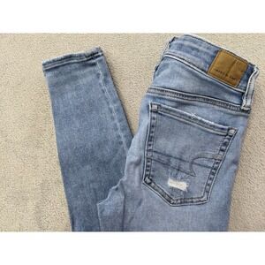 American Eagle Womens Size 0 Ne(X)t Level Stretch Hi-Rise Jegging Distressed